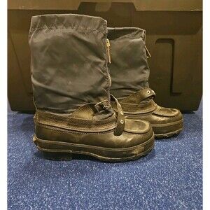 Vintage TRAX Winter Snow Boots Wool Lined Womens Size 4 Black Blue Steel Shank